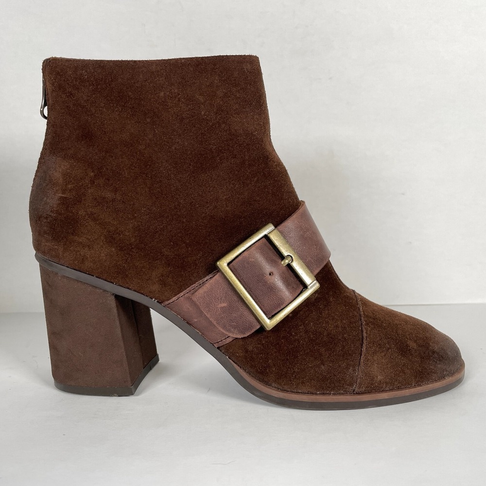 Korks by Kork-Ease Denoon Ankle Boots Womens Size 8 Brown Suede Buckle Zip Shoes